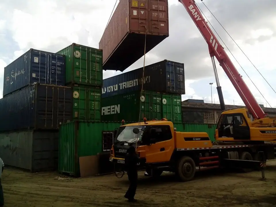 Containers in a yard ready for fabrication