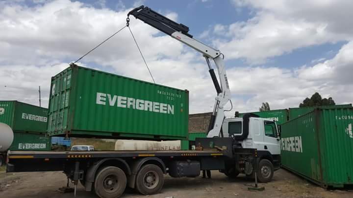 20 foot container in a yard