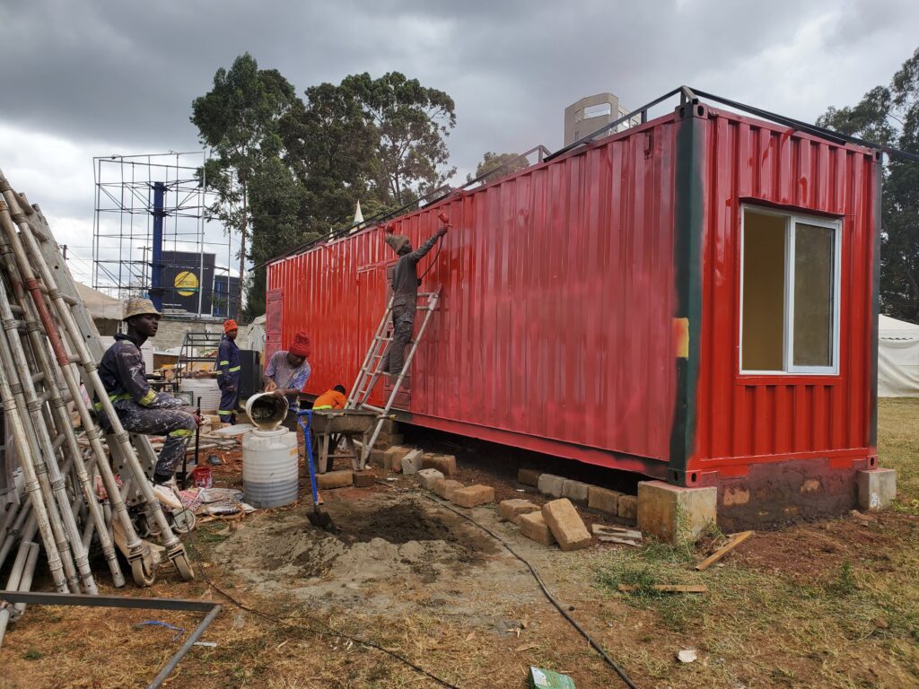 Paint work on the container exterior